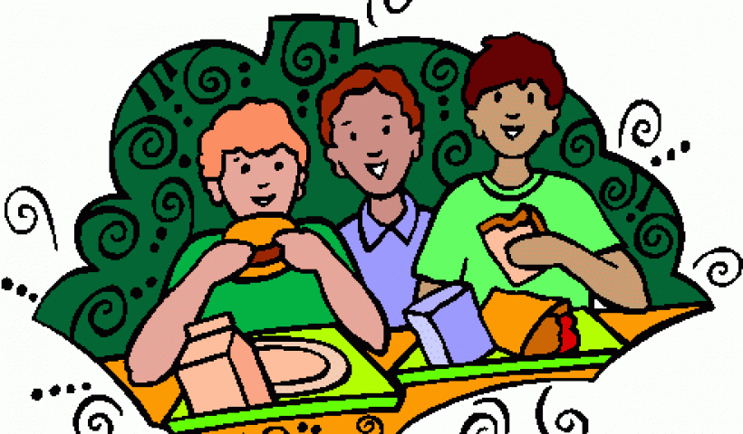 Students eating lunch clip art.