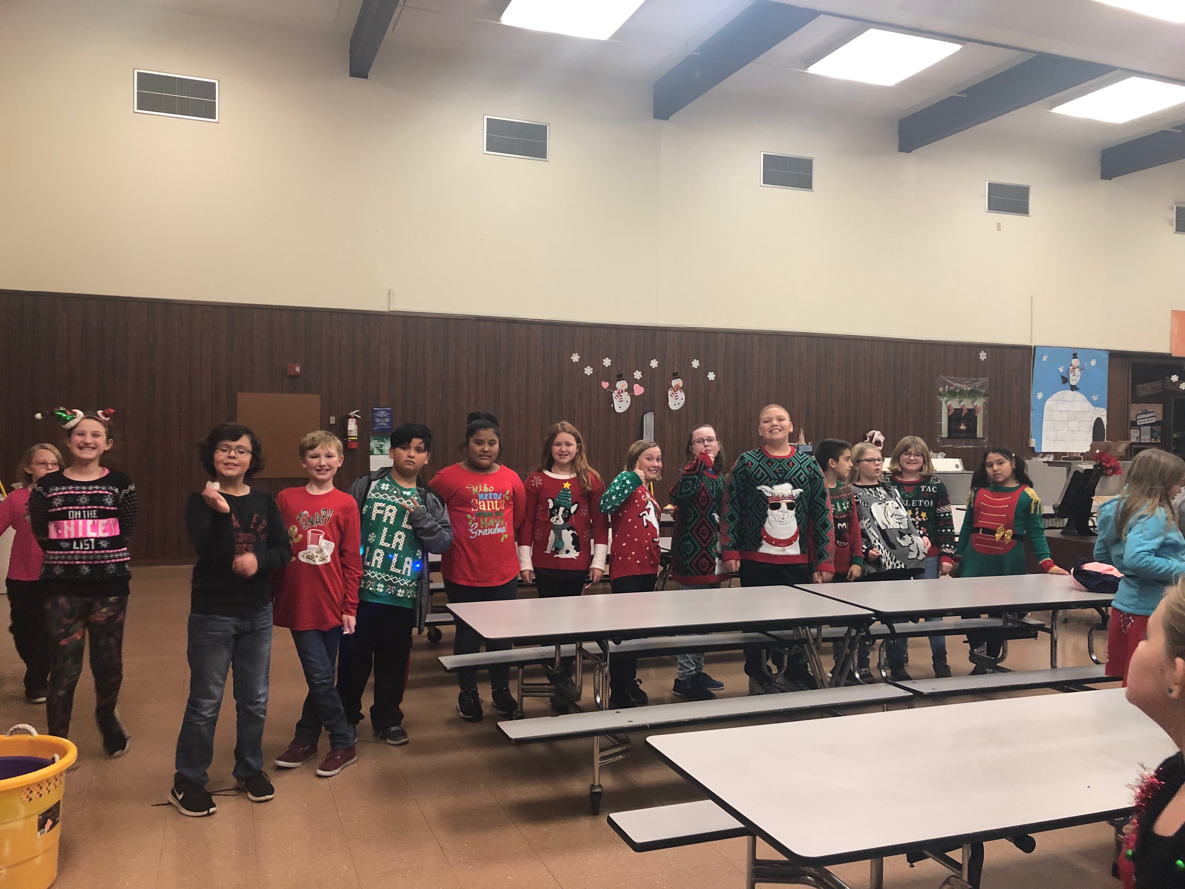 Students in ugly sweaters