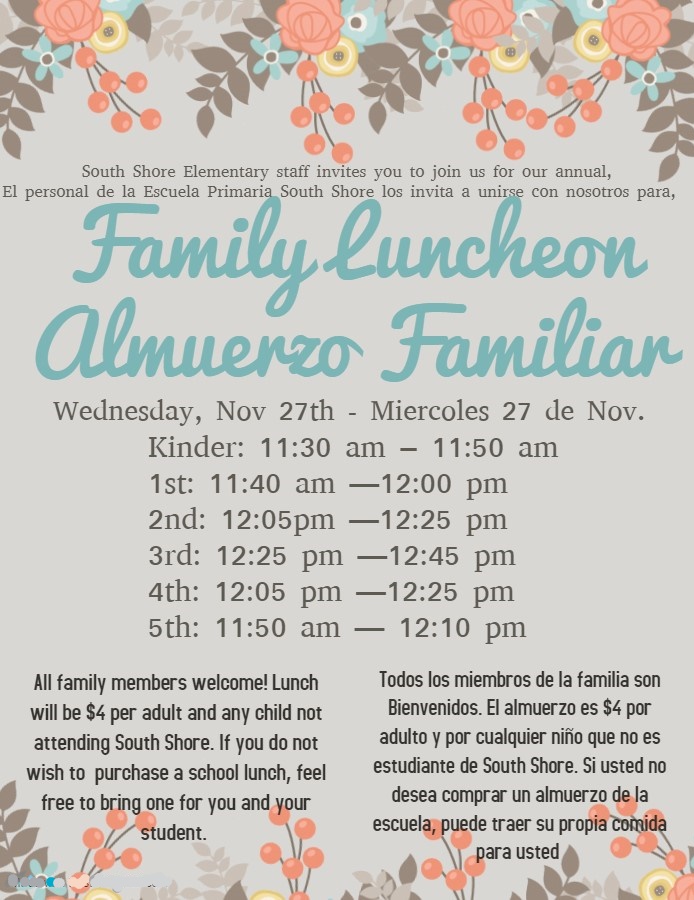 Information about the Family Luncheon